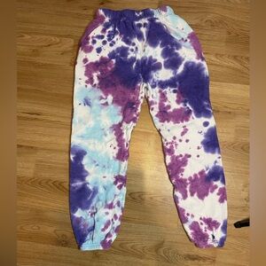 Bucees Vibrant Purple and Blue Tie-Dye Joggers with Elastic Waistband medium